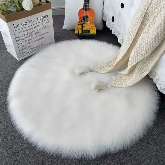Super Soft Fluffy Shaggy Faux Sheepskin Round Rug